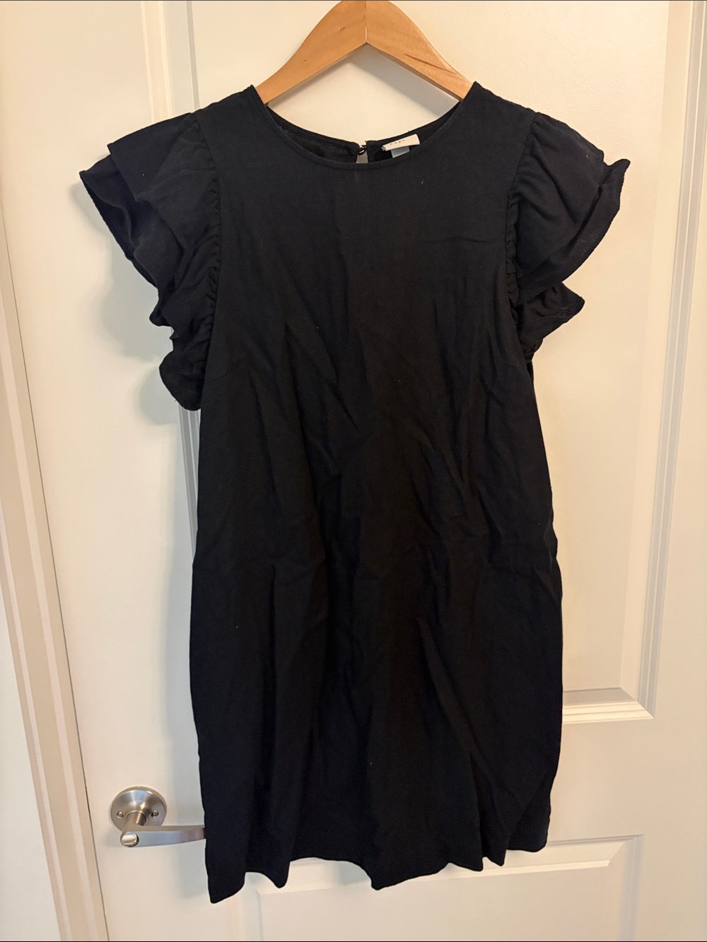 a new day Black Mini Dress with Ruffle Sleeves